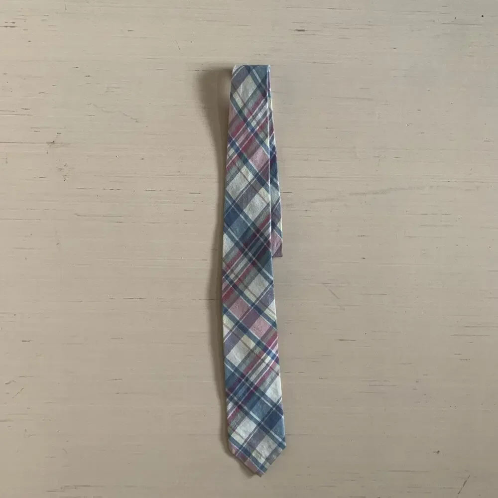 Vtg Polo Ralph Lauren Men's 3''x 55'' Plaid Cotton Neck Tie Hand Made Italy